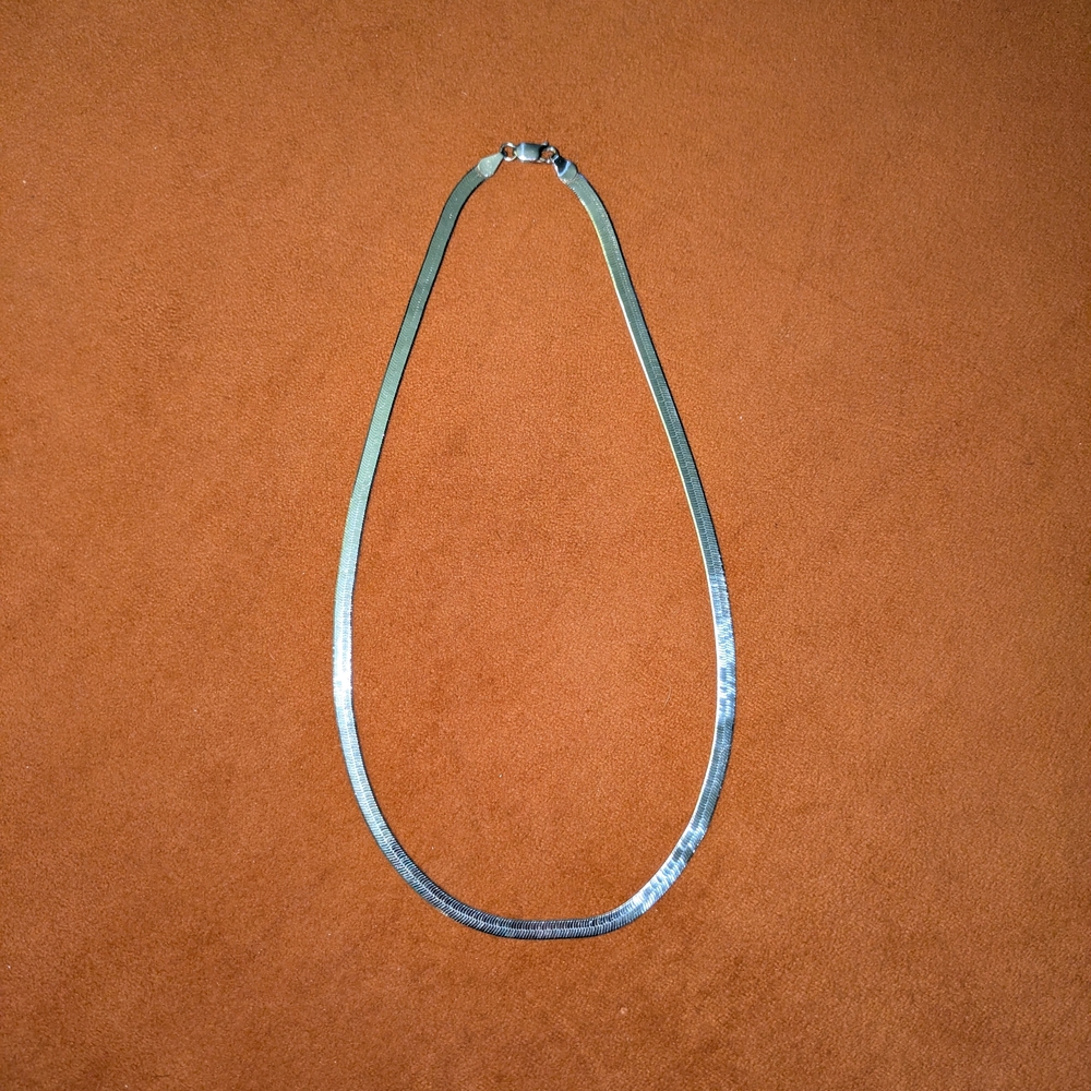 Classic Italy 925 Sterling Silver Herringbone Necklace - 18"